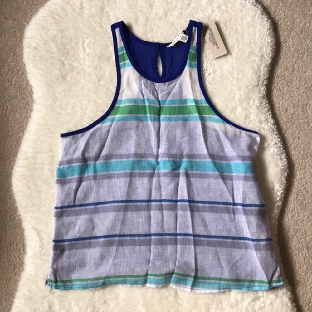 BNWT Sheer Blue and Green Striped Tank Beach Cover